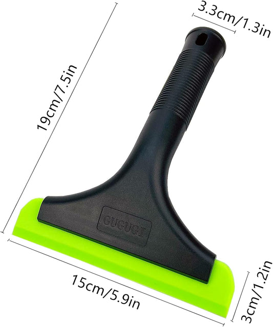 Super Flexible Silicone Squeegee, Auto Water Blade, Water Wiper, Shower Squeegee, 5.9'' Blade and 7.5'' Long Handle, for Car Windshield, Window, Mirror, Glass Door, Grey Black