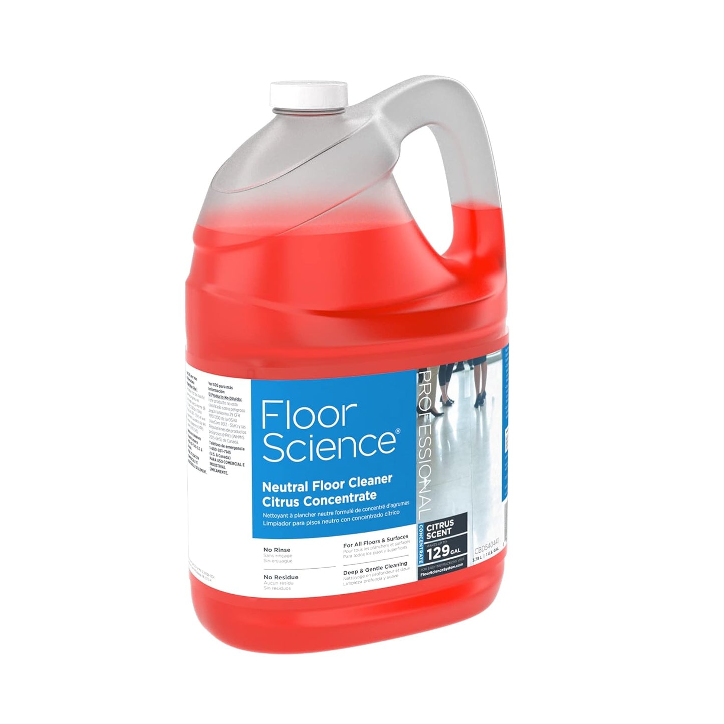 Diversey Floor Science CBD540441 Professional Neutral Floor Cleaner, Deep & Gentle Cleaning with No Residue, Citrus Scent, Concentrate, 1-Gallon