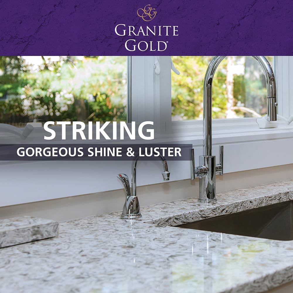 Granite Gold Polish Spray, Streak-Free Shine for Granite, Quartz, Marble, Travertine, Natural Stone Countertops, 24 Fl Oz (Pack of 1)