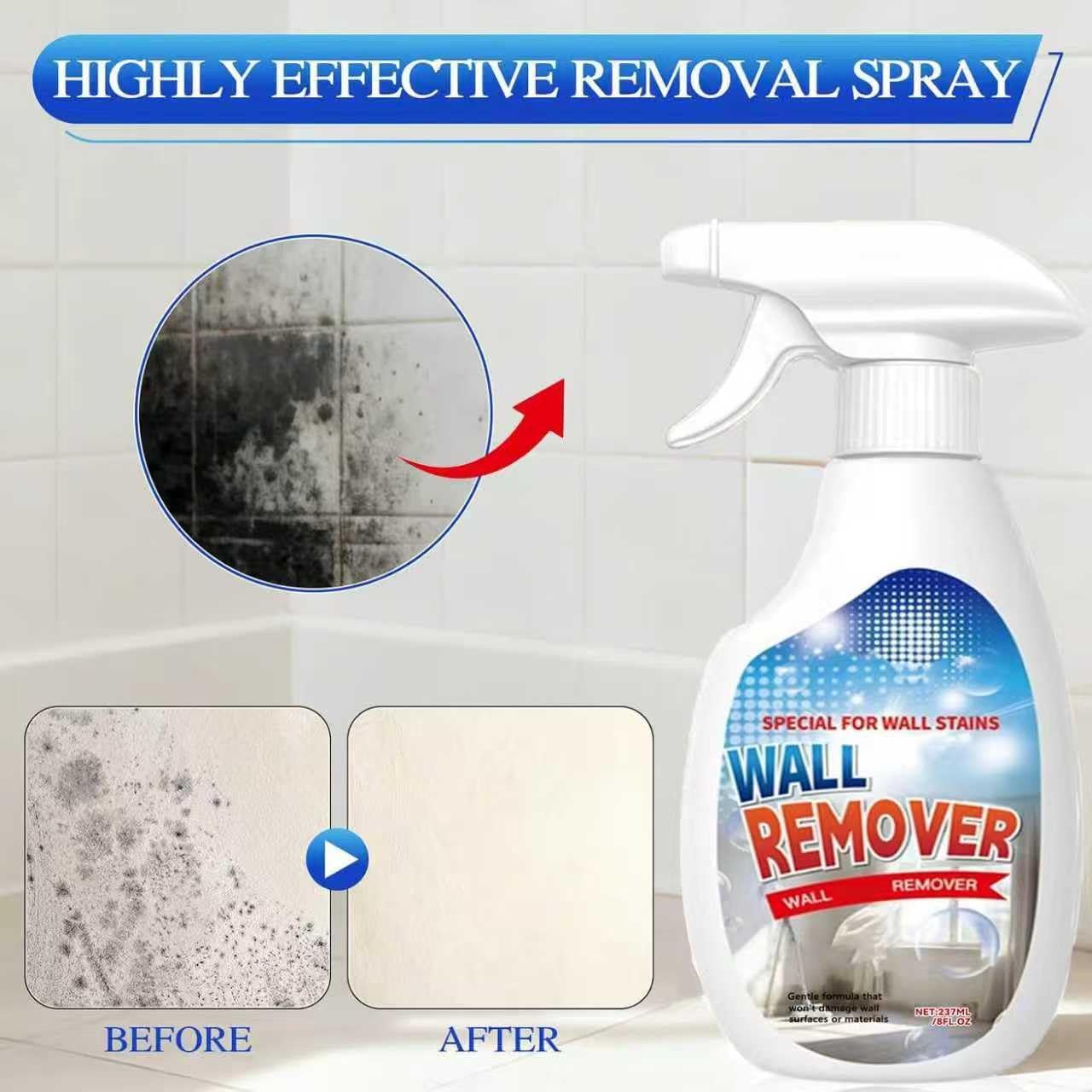 Highly Effective Removal Spray,Wall Cleaner Spray-Bathroom Foam Cleaner for Shower,Tile,Fabric,Bathrooms,Kitchens