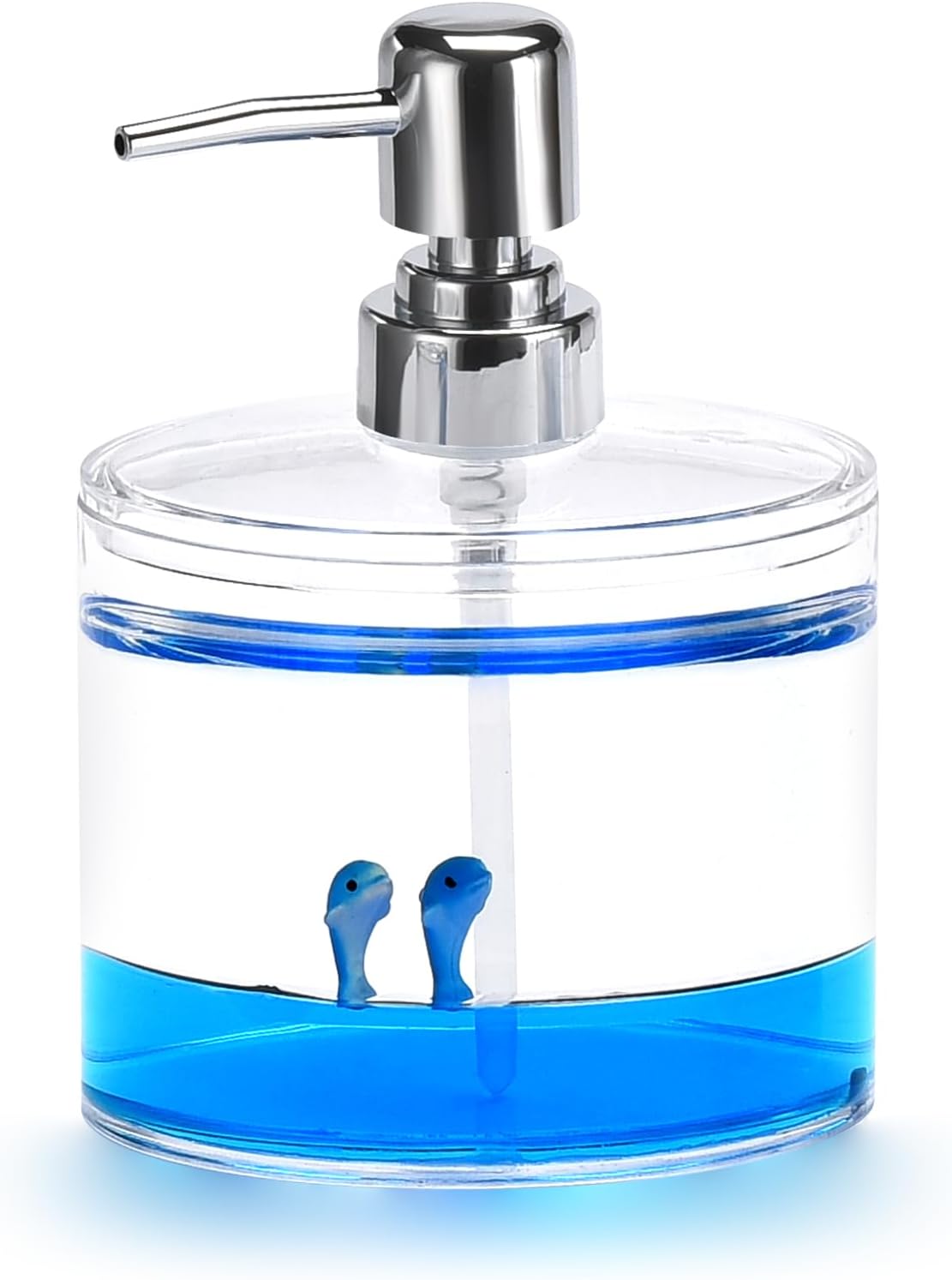 Locco Decor 5 Piece Acrylic Liquid 4D Floating Motion Bathroom Vanity Accessory Set Garden Botanic Green Plants Toothbrush Holder, Tumbler, Soap Dispenser, Soap Dish, Toiletbrush Holder Set