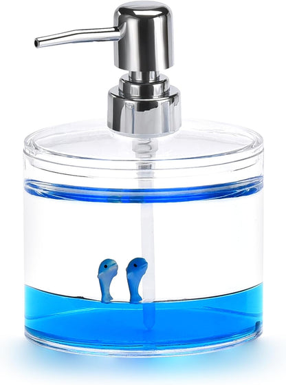 Locco Decor 5 Piece Acrylic Liquid 4D Floating Motion Bathroom Vanity Accessory Set Garden Botanic Green Plants Toothbrush Holder, Tumbler, Soap Dispenser, Soap Dish, Toiletbrush Holder Set