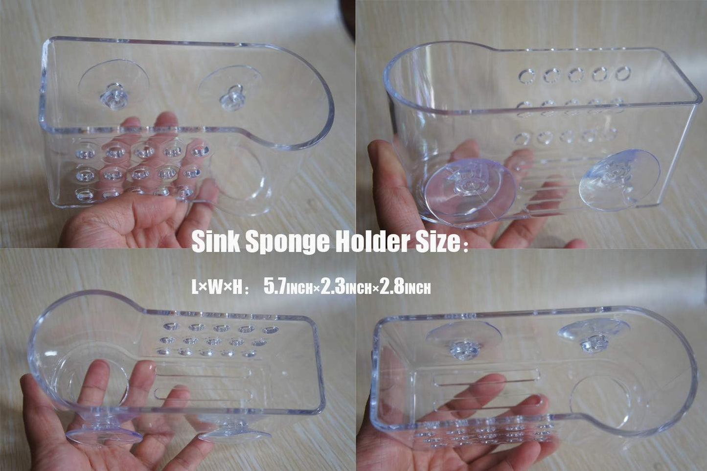Sponge Holder for Kitchen Sink Suction,Plastic Sink Brush Sponge Caddy Sink Organizer-(5.7" x 2.4" x 3.1"),Clear