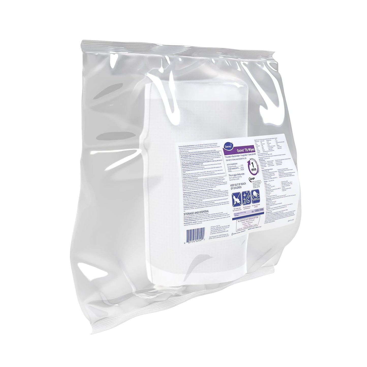 Oxivir Diversey Tb 5388471 Ready-to-Use Disinfectant Cleaning Wipes, Accelerated Hydrogen Peroxide, Large 7x8-Inch Sheets, 60-Wipes, 1-Slim Canister