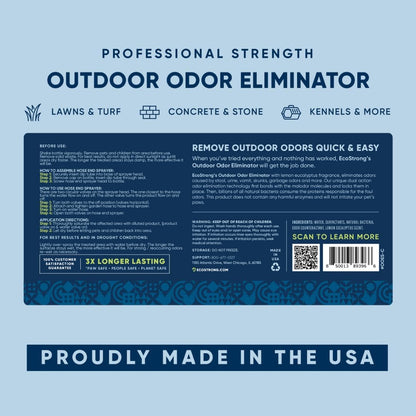 Eco Strong Outdoor Odor Eliminator | Outside Dog Urine Enzyme Cleaner – Powerful Pet, Cat, Animal Scent Deodorizer | Professional Strength for Yard, Turf, Kennels, Patios, Decks (Gallon with Sprayer)
