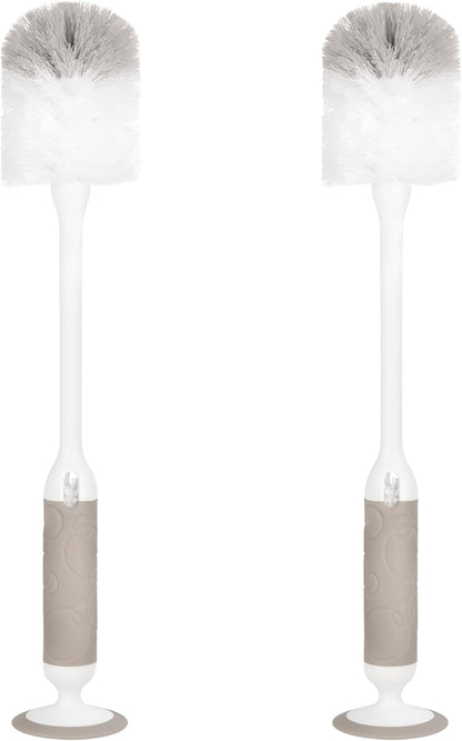 Ubbi Deluxe Baby Bottle Cleaning Set Includes a Nipple Brush with Suction Cup, Oat
