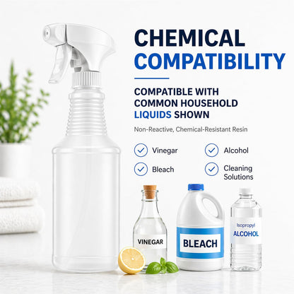 Bar5F Empty Spray Bottles (3-Pack), 24 oz – Bleach-Resistant Trigger Sprayer with Fine Mist & On/Off, Chemical-Resistant for Bleach, Vinegar & Cleaning Solutions, Refillable HDPE Bottles