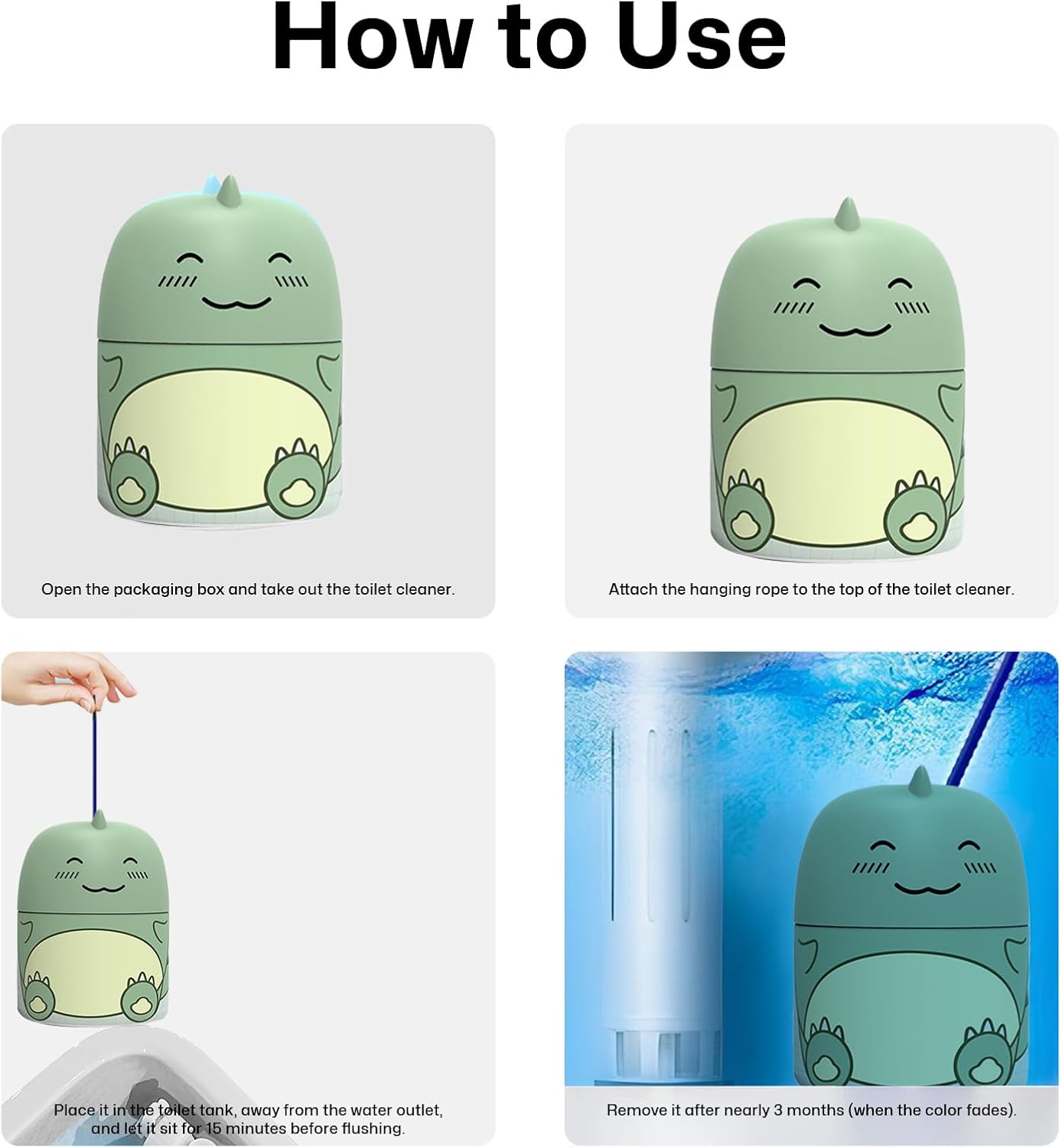 Toilet Bowl Cleaners Automatic Toilet Cleaner for Inside the Bowl Bathroom Toilet Tank Cleaner Dinosaur Shape Design Household with Rope Toulet Cleaning Supplies - Pink Peach Scent