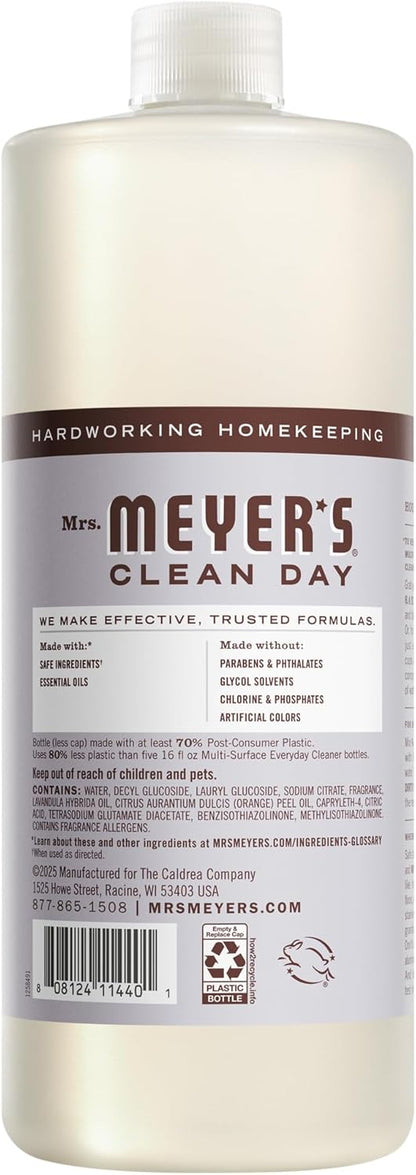 MRS. MEYER'S CLEAN DAY Multi-Surface Cleaner Concentrate, Use to Clean Floors, Tile, Counters, Lavender, 32 fl. oz