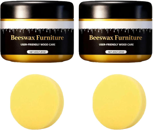 Beeswax Gleam Furniture Polish, Wood Furniture Renovation, Cleans, Polishes & Restores Shine, Waterproof, Natural Beeswax For Chairs, Cabinets, Tables Etc Wooden Furnitures(2PC)