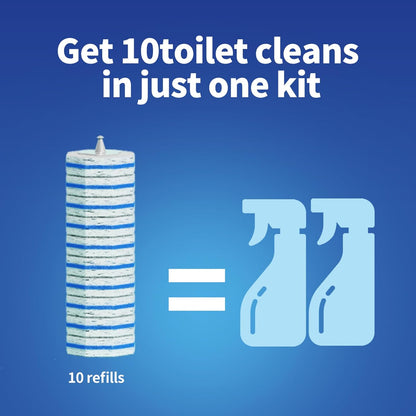Disposable Toilet Brush Cleaning System with 50pcs Refills Pads Replacement Heads, Toilet Cleaning Stick, Wall Mounted Toliet Wand Kit Bathroom Maintenance, Toilet Bowl Cleaner Wands Holder and Set