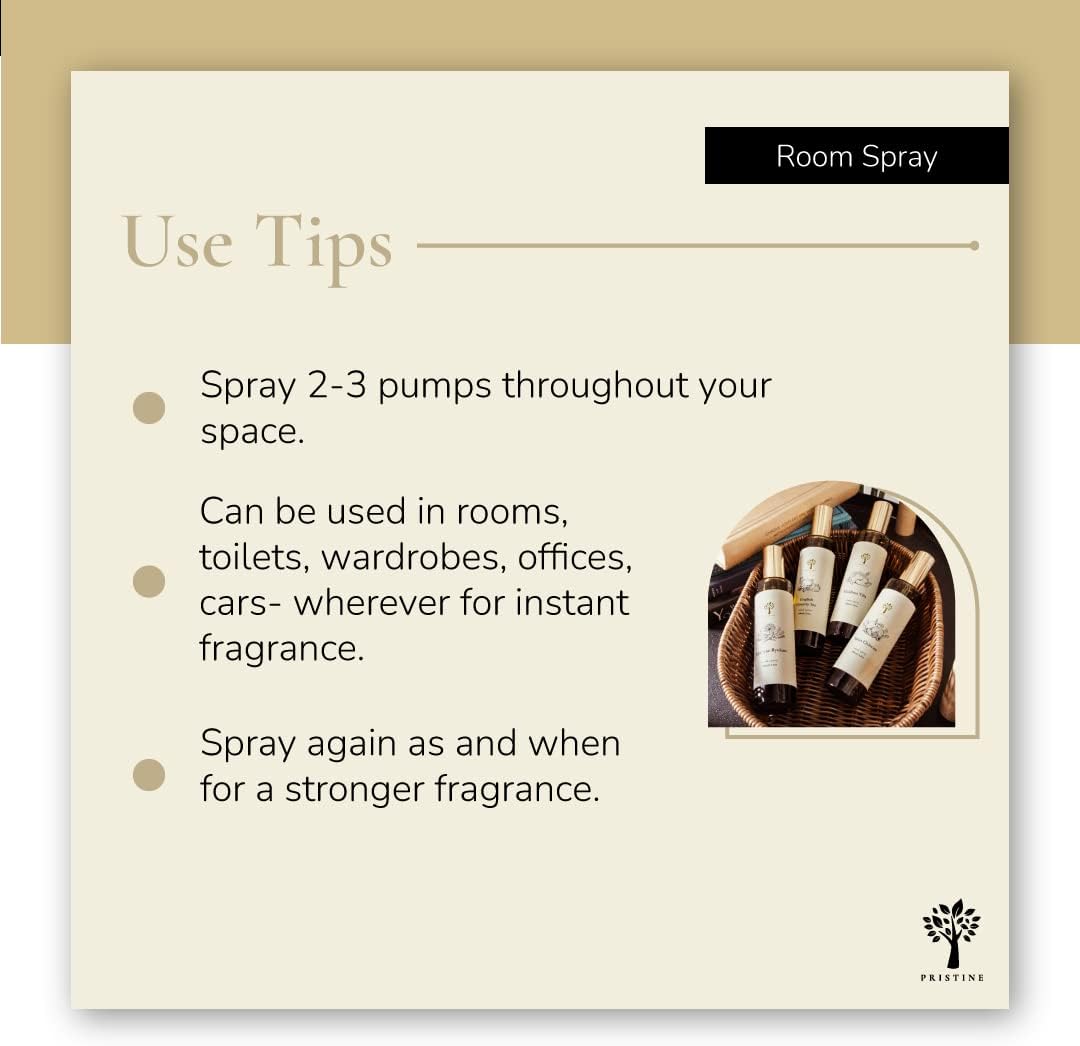 PRISTINE Swiss Château/Inspired by Hilton Hotel Linen & Room Spray Air Freshener, Made With Essential Oils, Tangerine, Raspberry, Cedarwood Scent, 3.4oz Pillow Spray