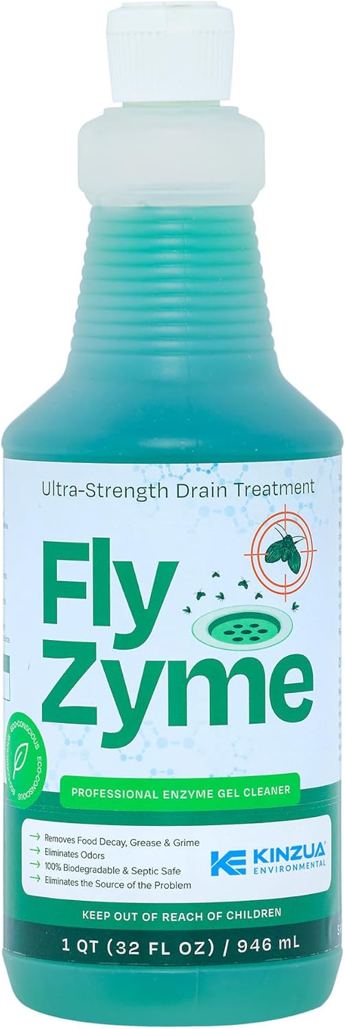Fly-Zyme, Highly Concentrated Enzyme Drain Cleaner for Pipes, Drain Gel for Fruit Flies, Organic Waste Degrader & Odor Neutralizer, 32 fl oz