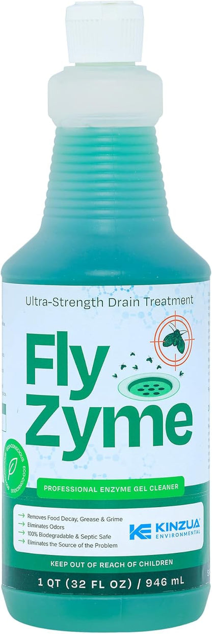 Fly-Zyme, Highly Concentrated Enzyme Drain Cleaner for Pipes, Drain Gel for Fruit Flies, Organic Waste Degrader & Odor Neutralizer, 32 fl oz