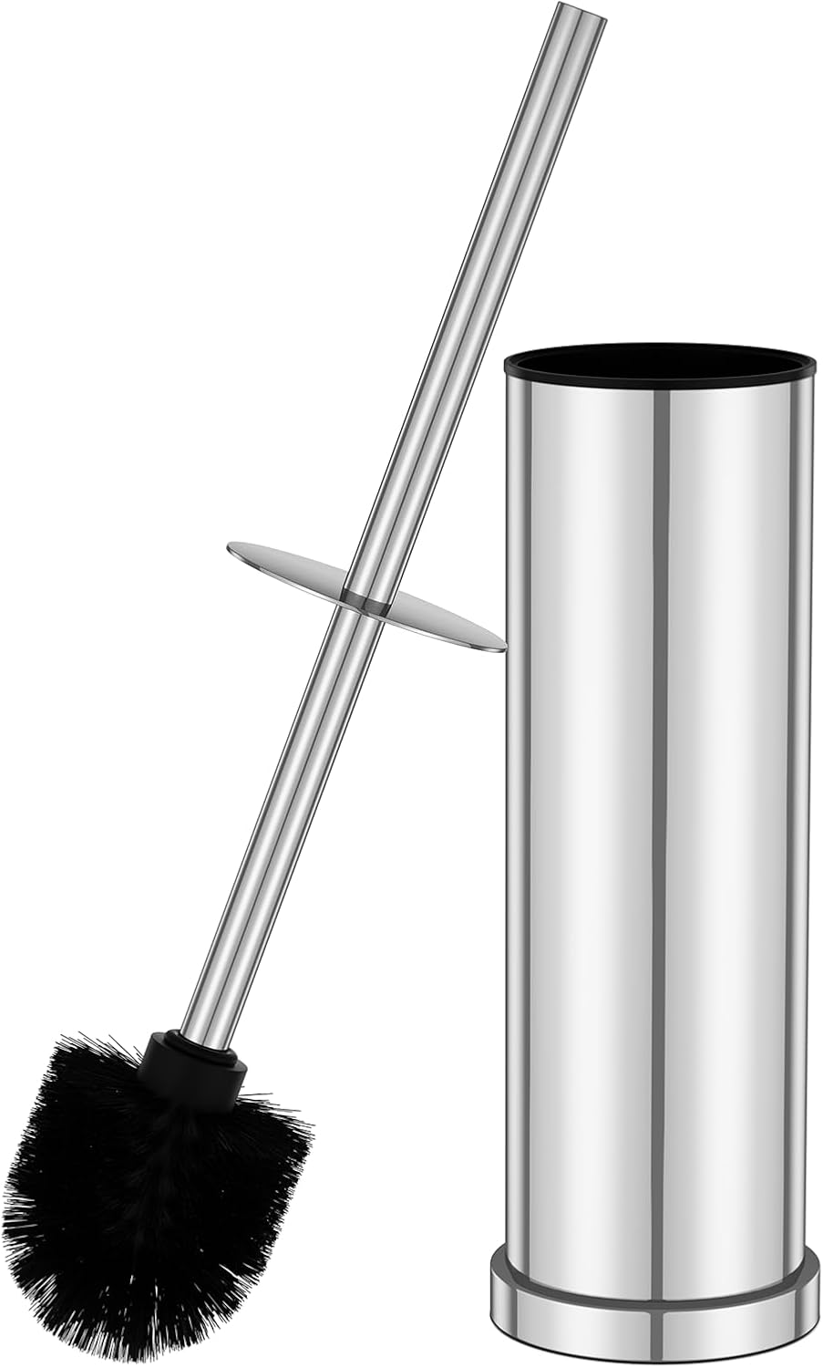 Bronze Toilet Brush and Holder Set，Stainless Steel Heavy Duty Toilet Bowl Brush，Extra Long Handled Modern Toilet Cleaner Brush, Removable Inner Bowl, and Splash Protection