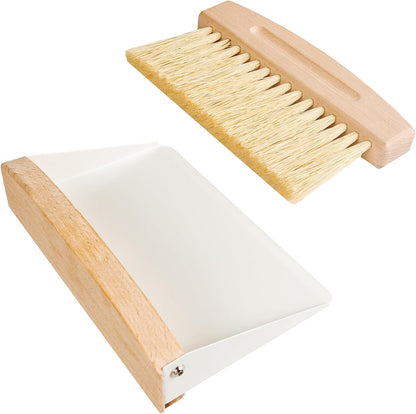 Small Dust Pan and Brush Set, Mini Hand Broom and Dustpan Set, Wooden Crumb Sweeper for Home Desktop, Sofa, Pet Care Household (Black)