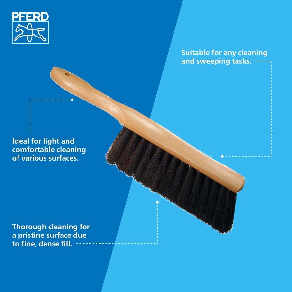 Pferd Maintenance Plastic Block Heavy Duty Counter Duster - Black Synthetic Bristles, 2-1/2" Trim Length, 8" Length - Professional Cleaning Tool for Various Surfaces - Part 89400