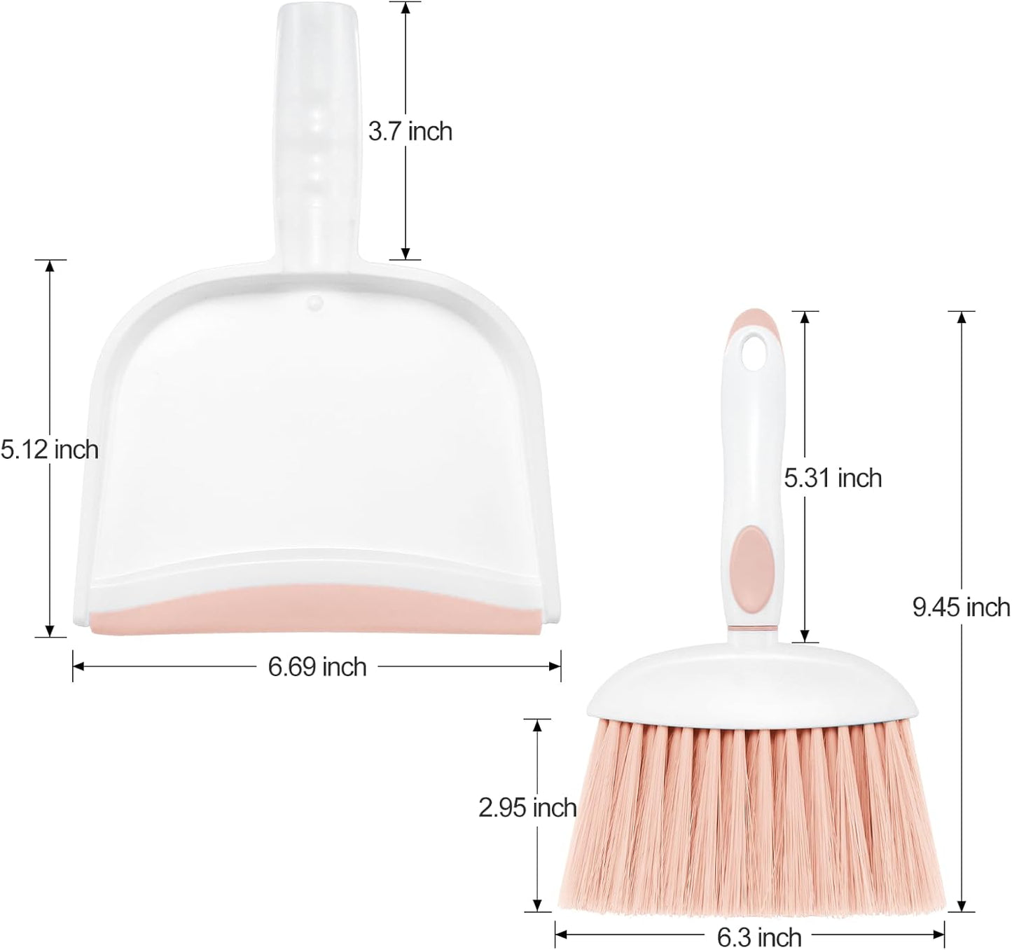 NACENA Small Dust Pan and Brush Set, Mini Broom and Dustpan Set Small Hand Broom and Brush Combo Dust Pan with Teeth for Home Cleaning Drawers Desktop Sofas and Outdoor, White & Gray