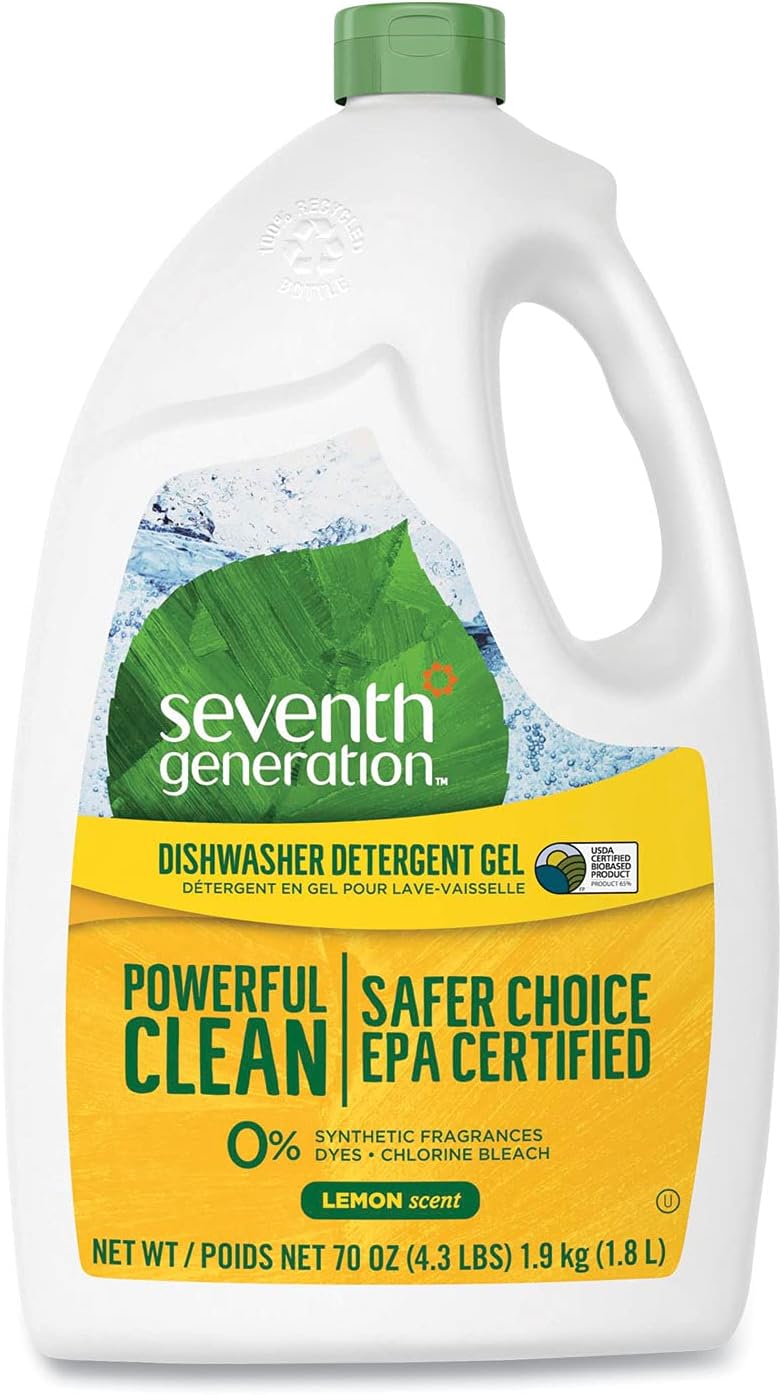 Seventh Generation Natural Automatic Dishwasher Gel, Lemon, Jumbo 70 Oz Bottle, 6/ct