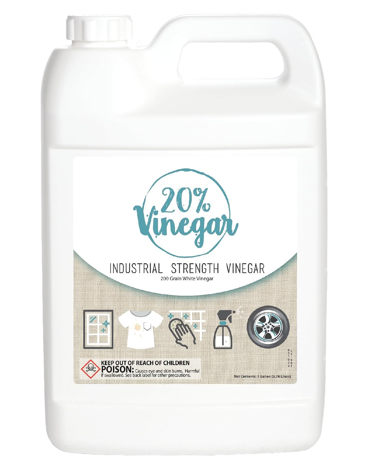 20% Professional Grade Concentrated Vinegar | Dilutes to 4 Gallons of Multipurpose Cleaning Vinegar | 4x Power Vinegar | Hundred's of Industrial & Home Uses