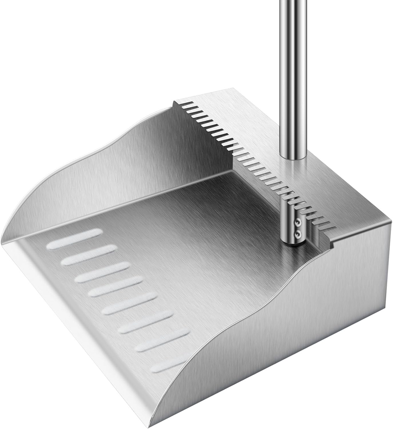 Metal Broom with Dustpan Combo Set-Long Handle Broom with Dustpan,Heavy Duty Standing Dust Pan & Soft Bristles Brooms,Indoor Outdoor Dust Pan Brooms for Home Office Lobby Floor