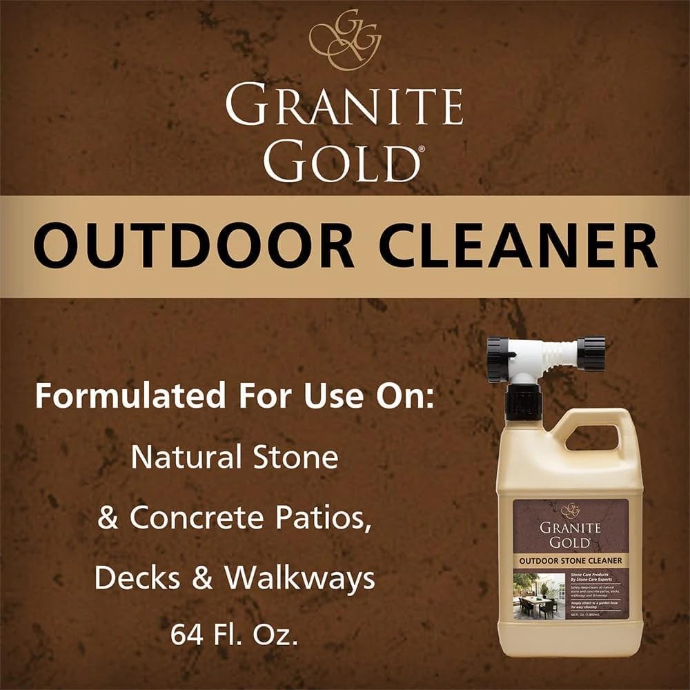 Granite Gold Outdoor Stone Cleaner, Deep Cleans BBQ Islands, Kitchens, Tables, Counters, & More, Streak-Free Shine, Fresh Citrus Scent, Safe on Food-Prep Surfaces, 24 Fl Oz Spray Bottle