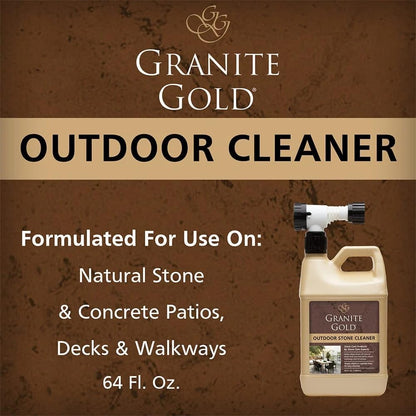 Granite Gold Outdoor Stone Cleaner, Deep Cleans BBQ Islands, Kitchens, Tables, Counters, & More, Streak-Free Shine, Fresh Citrus Scent, Safe on Food-Prep Surfaces, 24 Fl Oz Spray Bottle