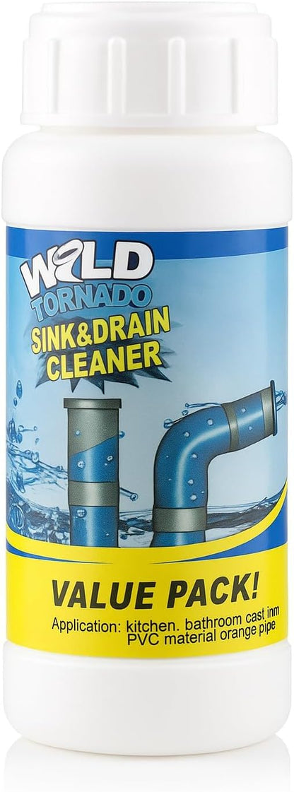 Wild Tornado Sink and Drain Cleaner Powder – Powerful Foaming Drain Cleaner for Kitchen, Bathroom, Toilet & Pipes – Fast-Acting Clog Remover, Deodorizes & Deep Cleans Drains (5)