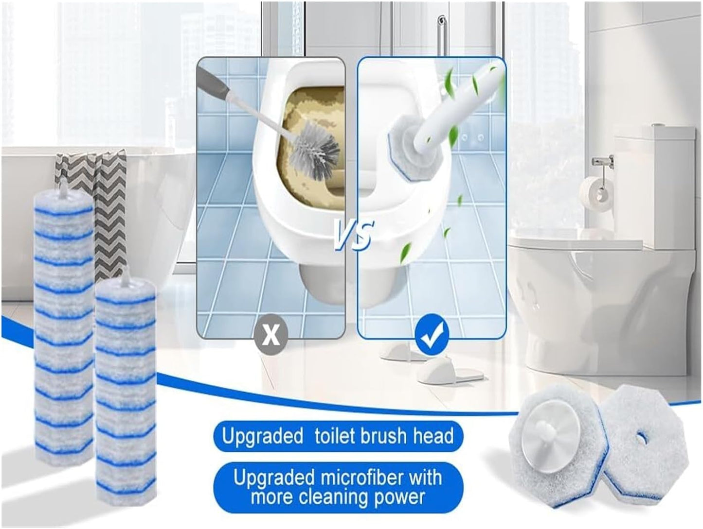 Disposable Toilet Brush Refills 40 Count, Toilet Wand Replacement Heads for Bowl Cleaning and Stain Removal