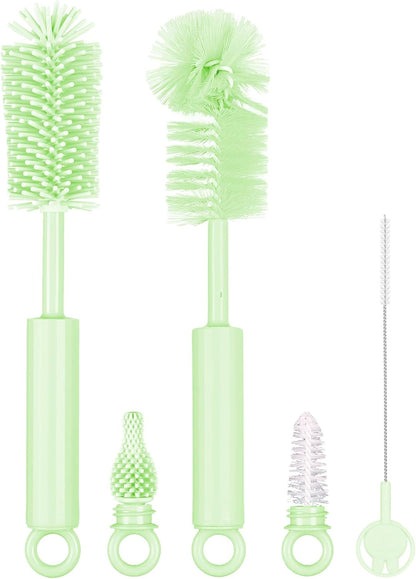 Silicone Bottle Brush Set - 5 in 1 Silicone & Nylon Bottle Cleaner BPA-Free for Owala 24oz/32oz/40oz Cup, Multifunctional Cleaning Kit for Owala/Stanley/Yeti Tumbler Cup Accessories - Blue