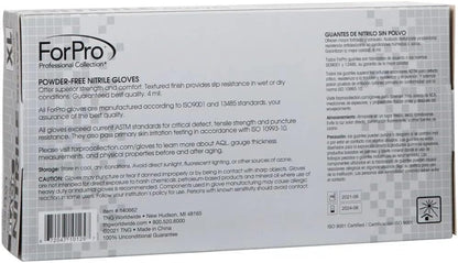 ForPro Disposable Nitrile Gloves, Chemical Resistant, Powder-Free, Latex-Free, Non-Sterile, Food Safe, 4 Mil