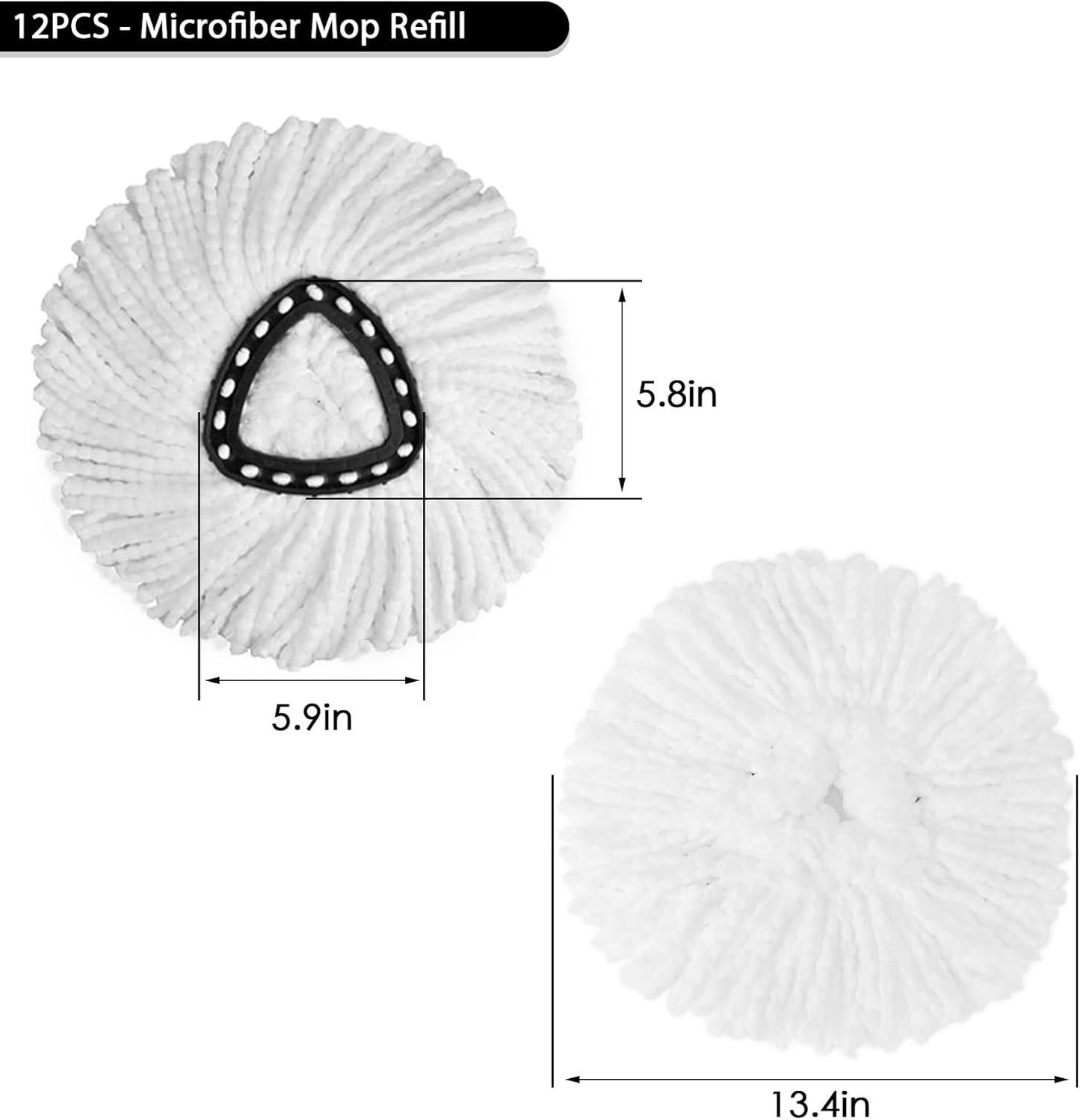20Pack Spin Mop Replacement Heads,Spinning Mop Replace Head for Floor Cleaning, 100% Microfiber Mop Head Replacement Compatible with Triangle Spin Mop Refill for Easy Wring Mop,White