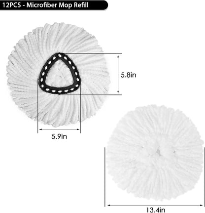 20Pack Spin Mop Replacement Heads,Spinning Mop Replace Head for Floor Cleaning, 100% Microfiber Mop Head Replacement Compatible with Triangle Spin Mop Refill for Easy Wring Mop,White
