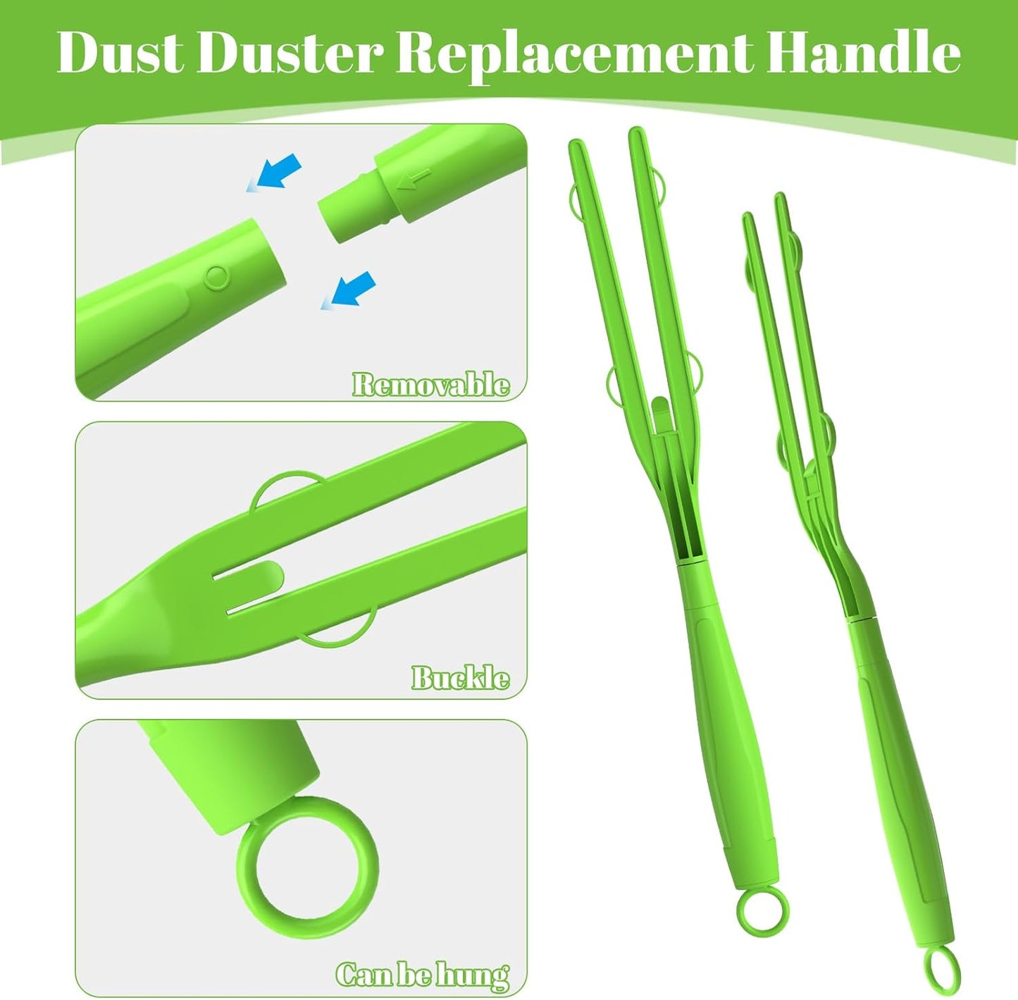 3 Pack Replacement Duster Handles – Compatible with Swiffer Duster Refills, Extendable & Detachable Mop Handles for Tight Spaces (Yellow)