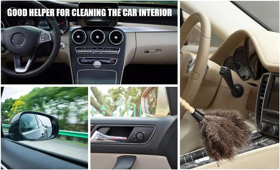 Retractable Ostrich Feather Duster for Cleaning, Fluffy and Natural Feather Duster with Retractable Handle， Reusable Eco-Friendly Handheld Cleaning Supplies (15 inch)