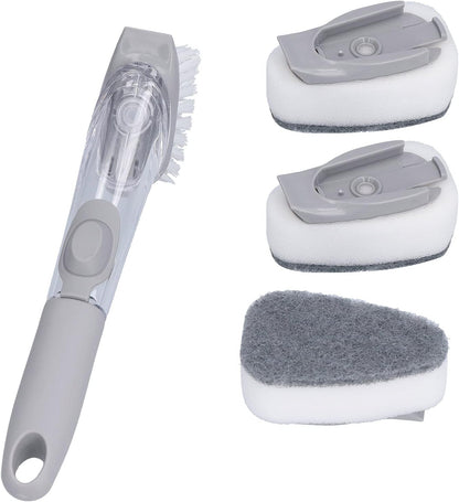 Soap Dispensing Dish Brush, Sink Dish Scrubber with Handle Hanging Replacement