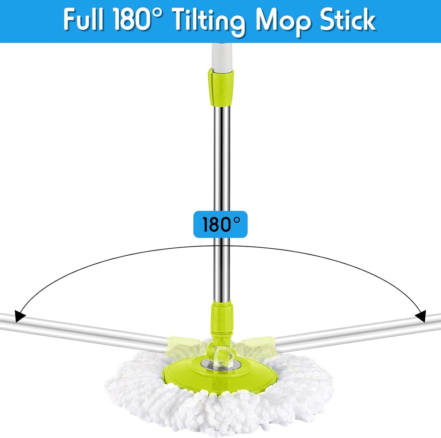 Spin Mop Replacement Handle 360 Degree Spin Mop Pole Handle Replacement Rotating Telescopic Stick for Head Replace Spinning Household Cleaning Accessories for Home(Cute Blue)