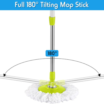 Spin Mop Replacement Handle 360 Degree Spin Mop Pole Handle Replacement Rotating Telescopic Stick for Head Replace Spinning Household Cleaning Accessories for Home(Cute Blue)