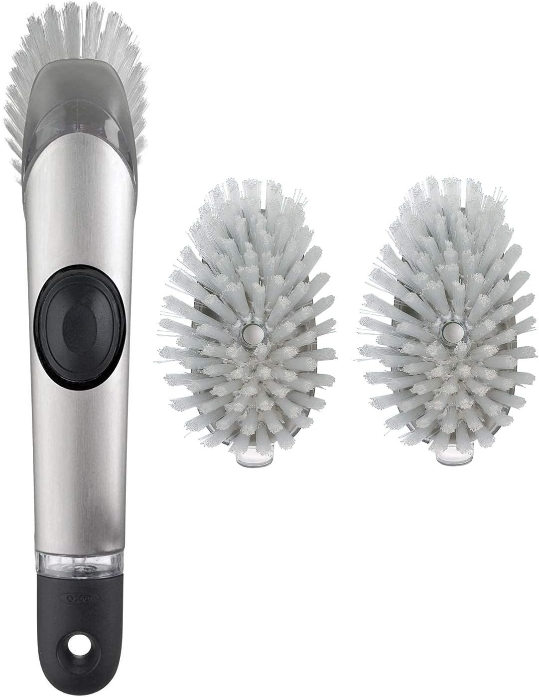 OXO Steel Soap Dispensing Dish Brush with 2 Dish Brush Refills