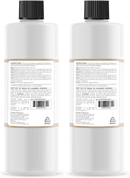 Essential Values Descaling Solution (8 fl oz / 236 ml) – Coffee Maker Cleaner for Nespresso, Keurig, Breville & More – Works on All Machines & Espresso Makers – Made in USA