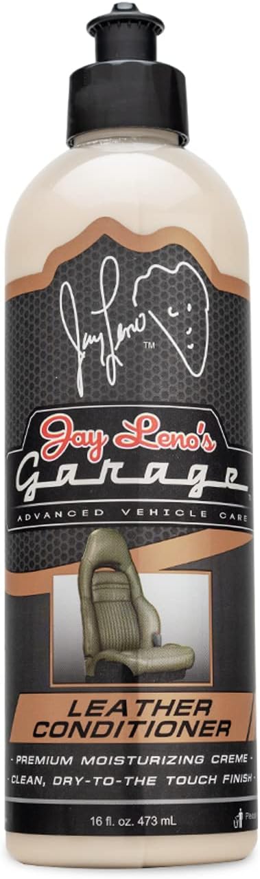 Jay Leno's Garage Car Leather Conditioner and Auto Leather Care - Professional Leather Conditioner for Car Seats, Nourishes Protects & Restores, Lanolin & Beeswax Formula, Non-Greasy Finish (16 oz)