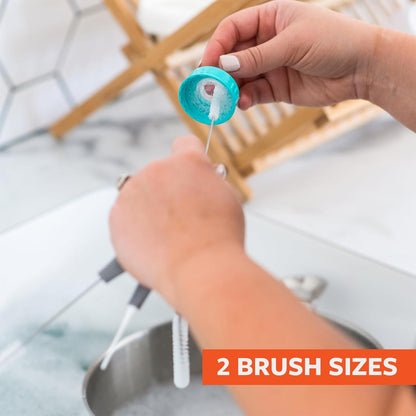 Full Circle Little Sipper, Bottle and Straw Cleaning Brush Set, Sizes for Both Narrow & Wide Straws, Green