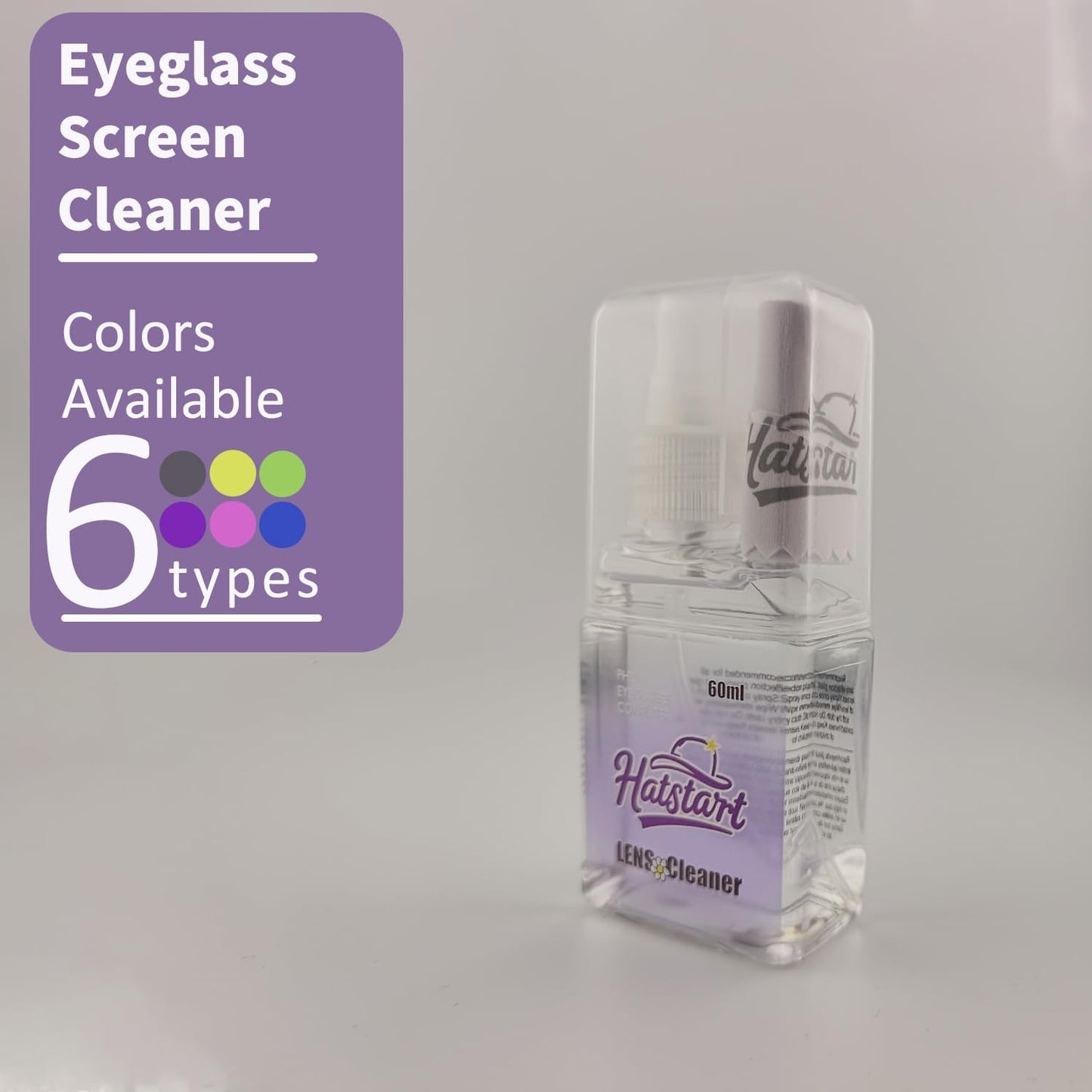 2-Pack Eye Glasses Cleaner Spray, Travel-Sized Screen Cleaning Kit with Touchscreen Mist for iPhone, Sunglasses, Computer, Laptop Screens, Phone Electronics with Eyeglass Cloth and Case Lid - Hatstart