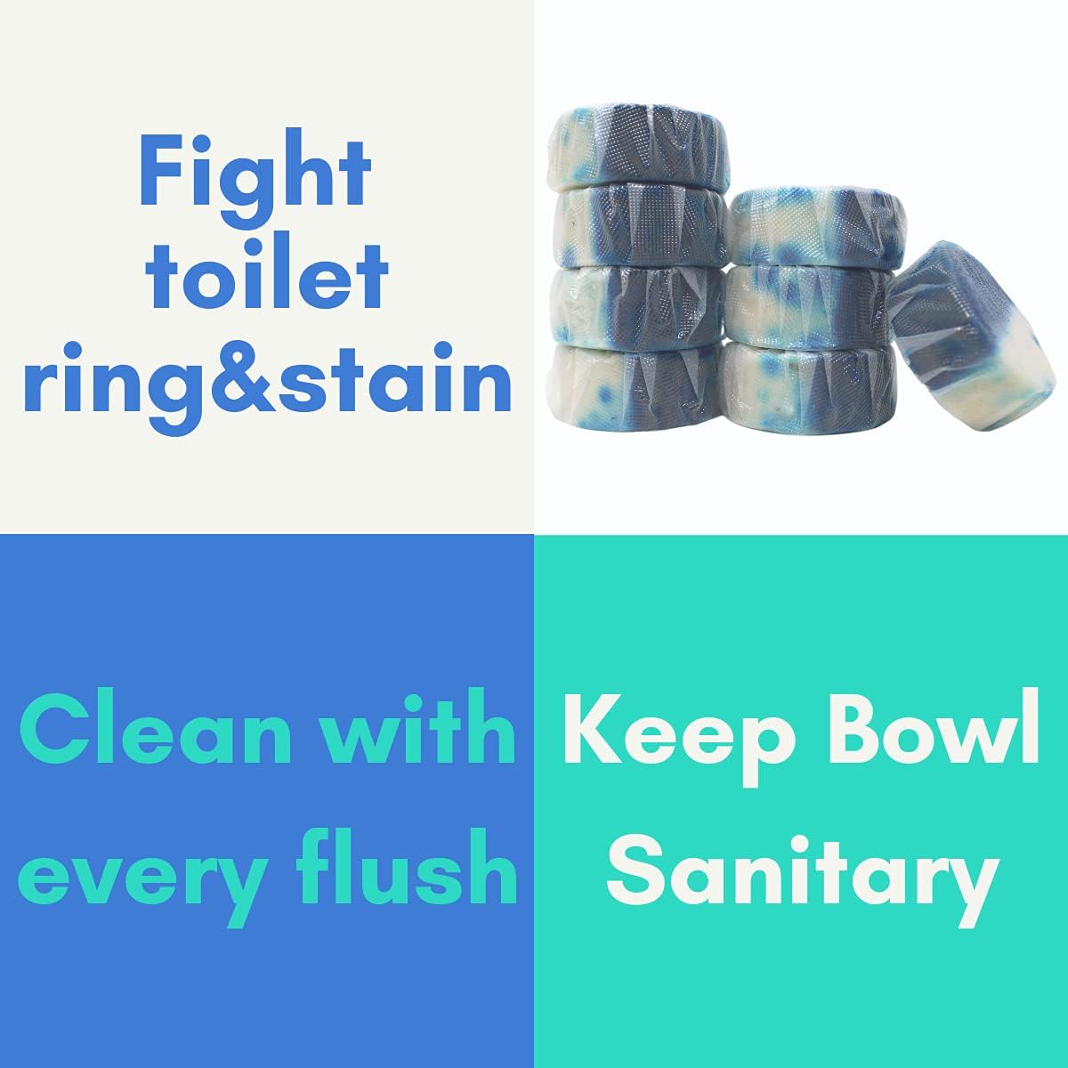 Air Jungles Automatic Toilet Bowl Cleaner Tablets (8 Count), Extra Fresh Cleaner Tabs for Toilet, Quick Bubbles Foaming and Long-lasting, Easy-to-Use, Simply Drop Tablet in Tank