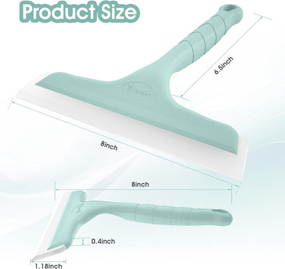 Shower Squeegee for Glass Doors, Bathroom Squeegee for Shower, Mini Window Squeegee, Home Bathroom Silicone Cleaner Tool, Suitable for Bathroom, Kitchen, Tile, Mirror, Car Glass, 8in Rose Pink