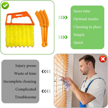 DXNQ 2 PCS Blind Cleaner Duster Tool, Window Venetian Hand-held 7 Finger Dusting Cleaner Brush, Blinds Cleaning Brush Tool for Window Shutters Air Conditioner, Car Accessories (Orange+Yellow)