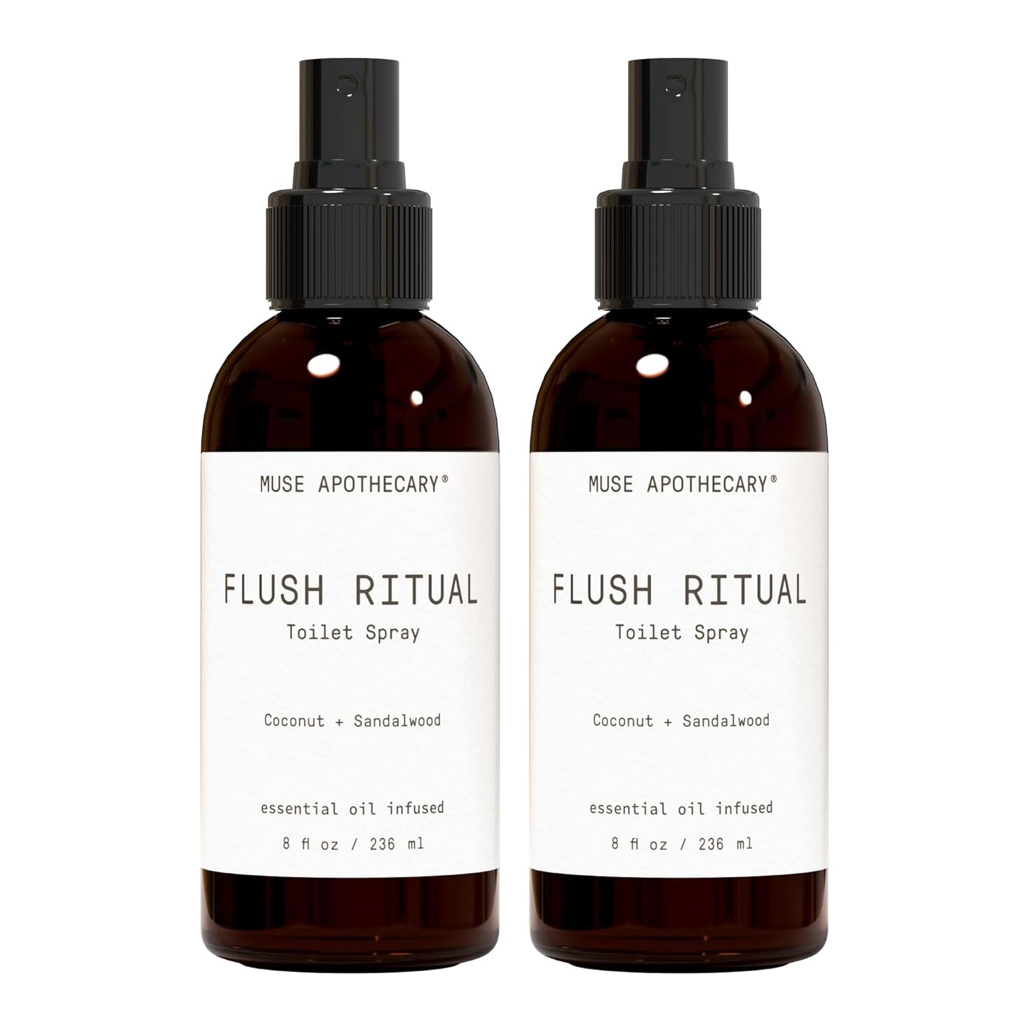 Muse Apothecary Flush Ritual - Aromatic & Refreshing Toilet Spray, Use Before You Go, 4 oz, Infused with Natural Essential Oils - Coconut + Sandalwood