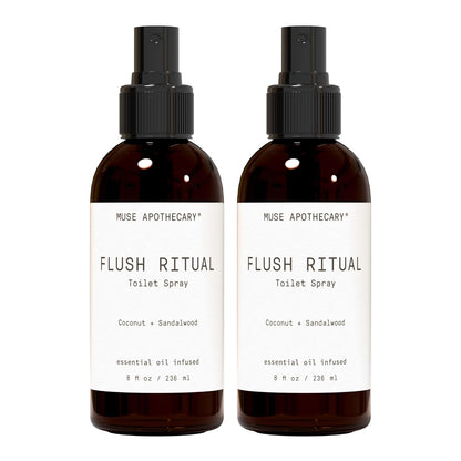 Muse Apothecary Flush Ritual - Aromatic & Refreshing Toilet Spray, Use Before You Go, 4 oz, Infused with Natural Essential Oils - Coconut + Sandalwood