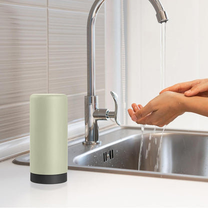 ElmRidge Dish Soap Silicone Dispenser for Kitchen Sink,Squeeze Washing Up Liquid and Hand Soap,Round refillable Silicone Bottles,Easy to Fill and to use, 8.5 oz,Black 2.4 x 2.4 x 5.5 inches (Gray)