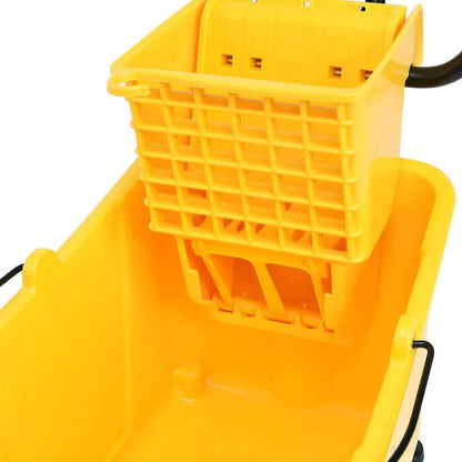Giantex Side Press Wringer Commercial Mop Bucket, 35 Qt Larger Capacity Cleaning Caddy with Wheels, Yellow
